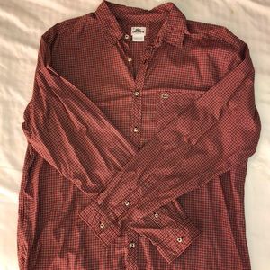 Lacoste red and black plaid button down